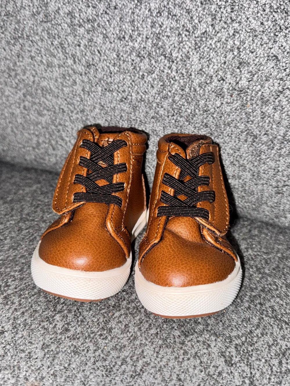 Kids Brown Leather-Style High Top Sneakers